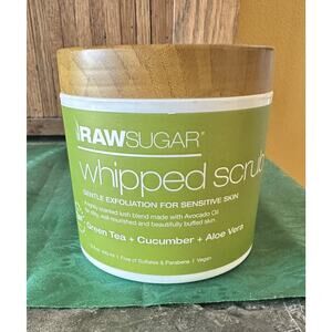 Raw Sugar Whipped Scrub for Sensitive Skin w/ Green Tea Cucumber Aloe Vera 15oz